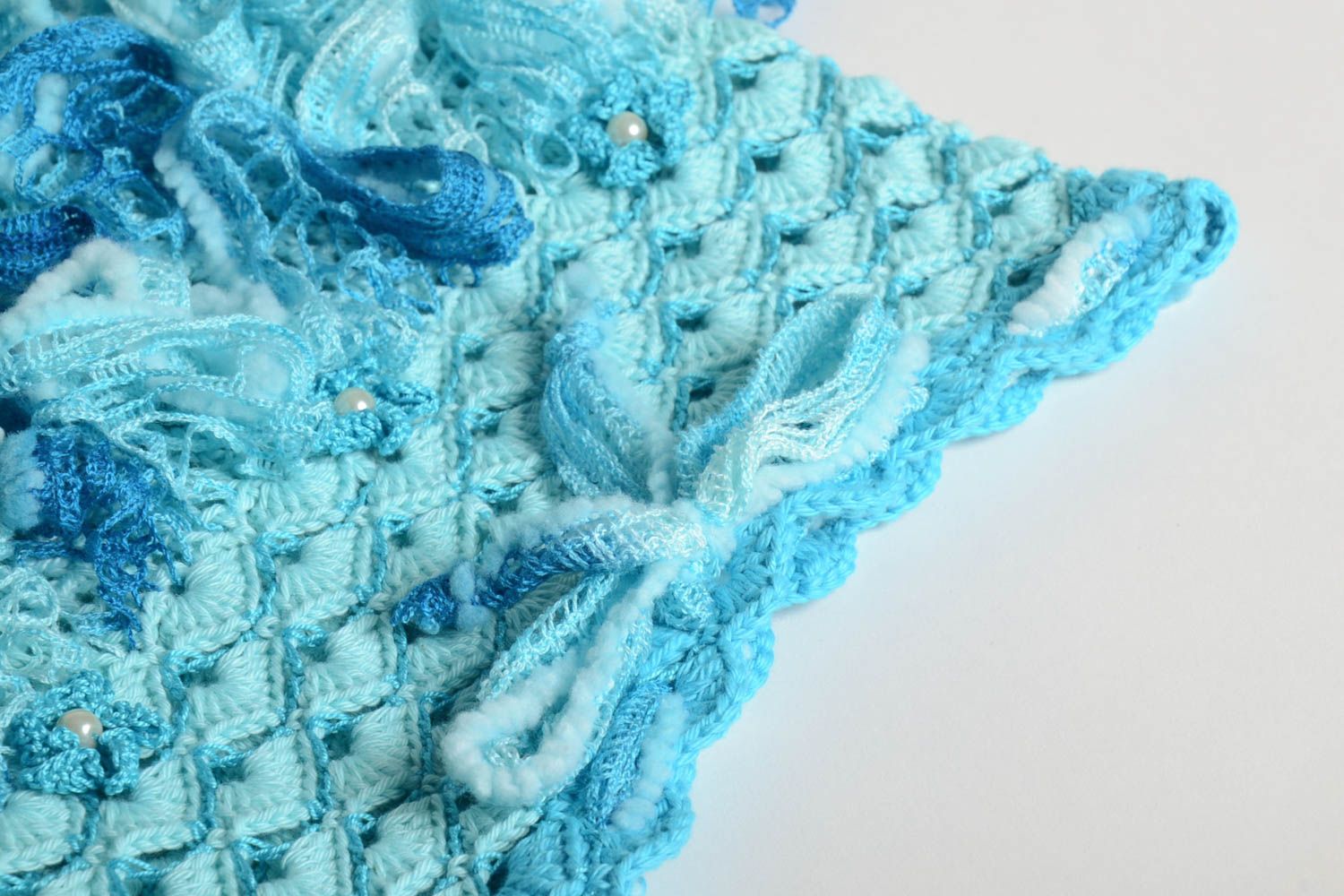 Jupe fille fait main Jupe tricot au crochet design bleu clair Vêtement fille photo 4