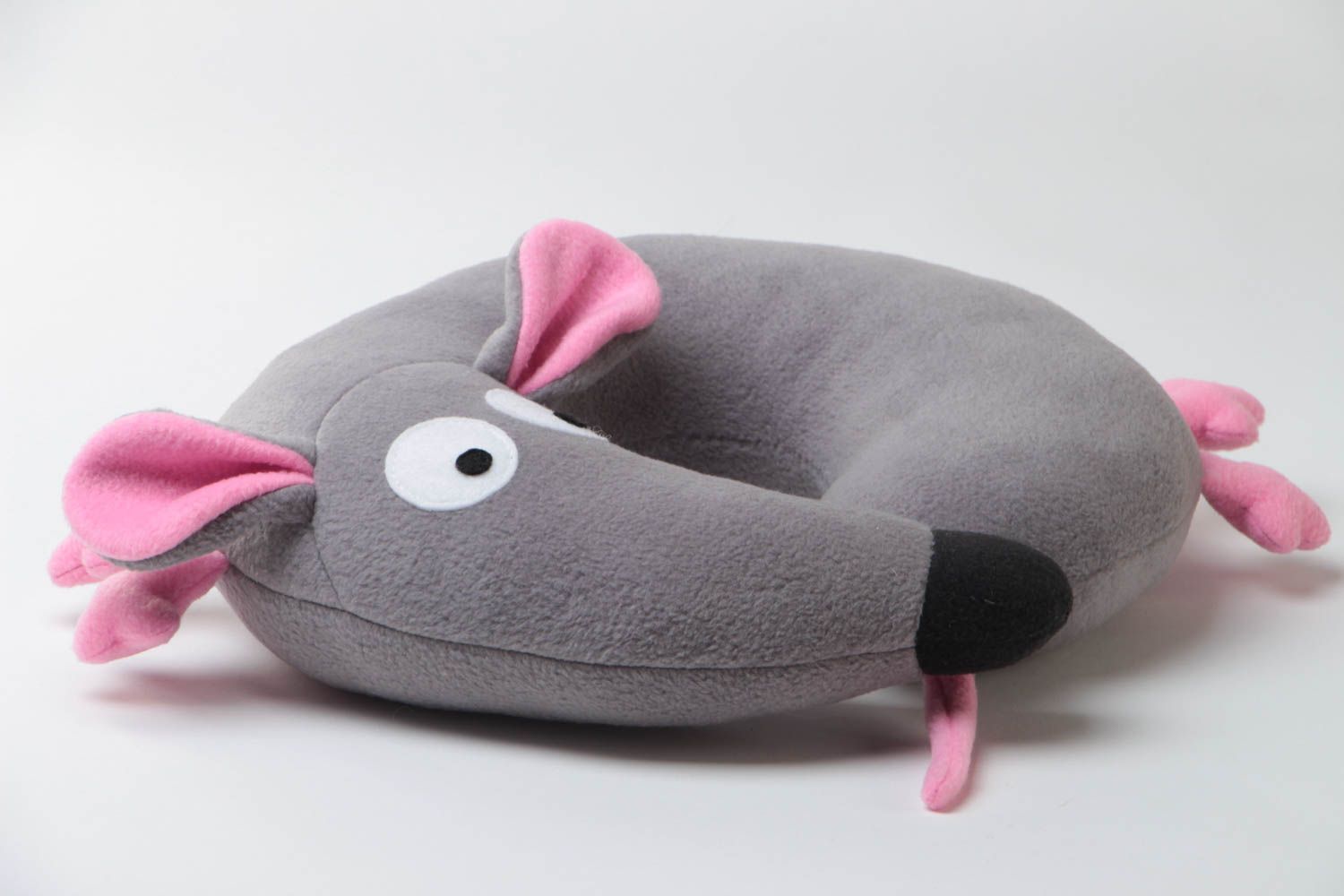 Small handmade travel pillow funny soft pillow pet Gray Mouse photo 4