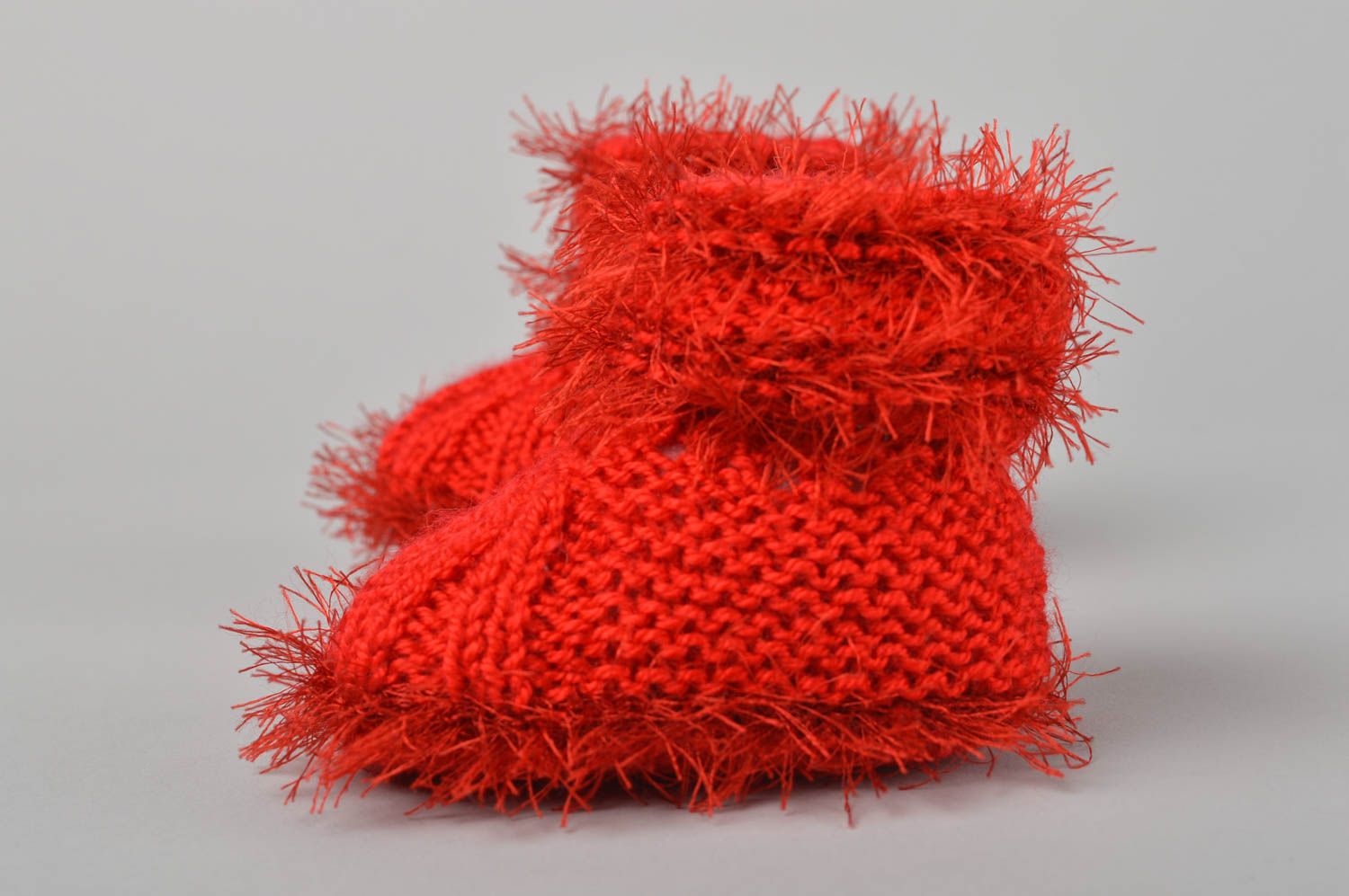Chaussons bébé fait main Accessoire bébé rouge en coton au crochet Cadeau enfant photo 3
