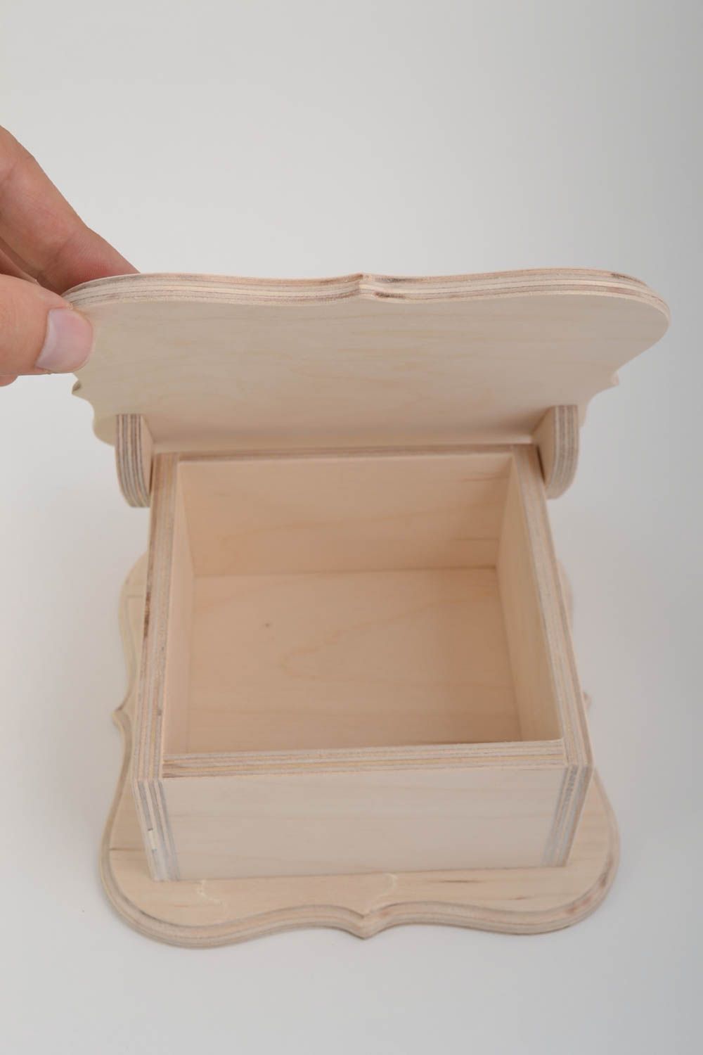 Pieza para manualidades artesanal caja de madera inacabada con tapa para pintar foto 2