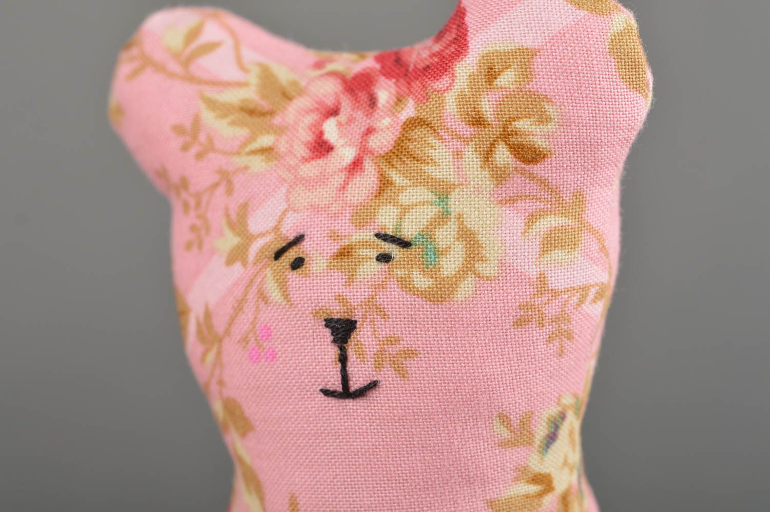 Jouet fait main Peluche ourson mignon rose motif floral coton Cadeau enfant photo 4