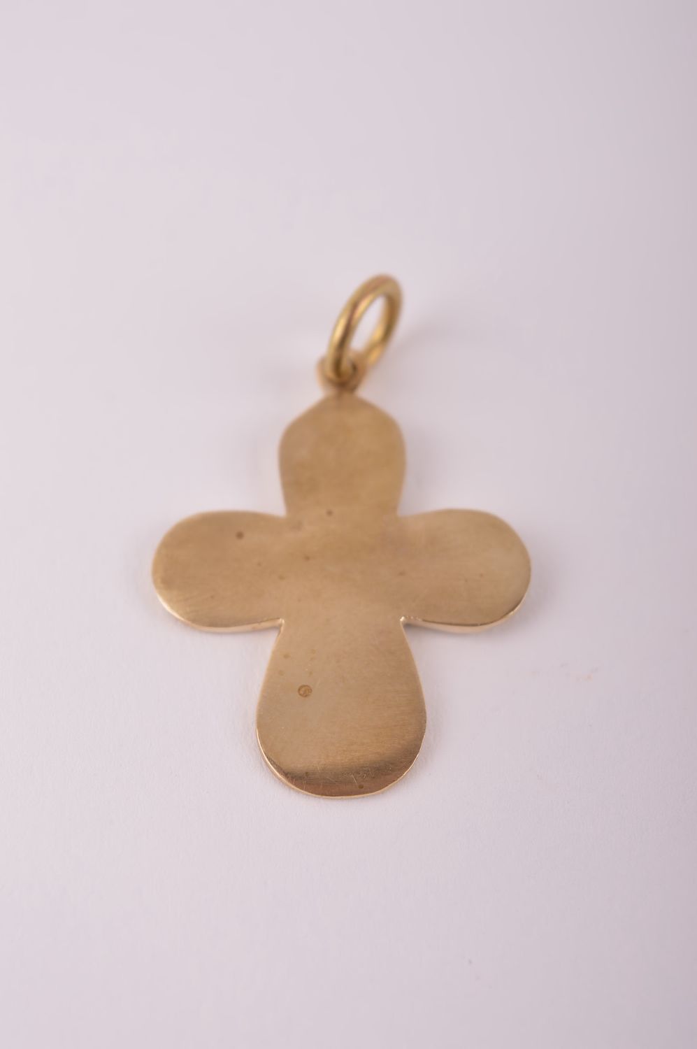 Pendentif croix Bijou fait main laiton et pierres Accessoire religieux photo 3