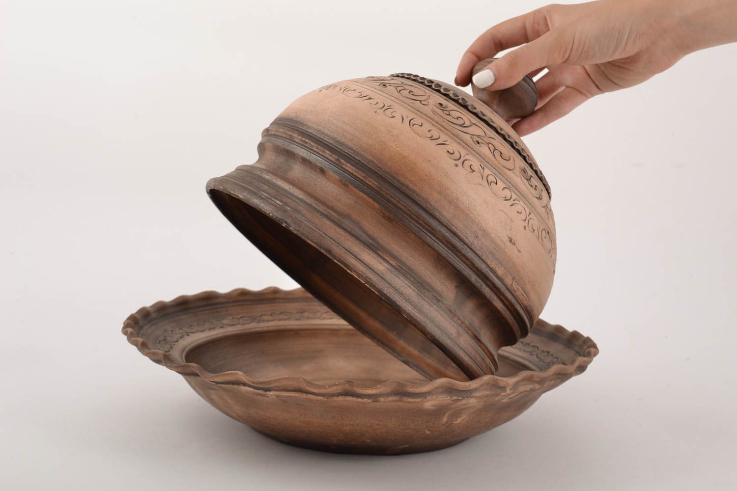 Panetière en céramique faite main belle poterie originale 2 litres grande photo 5