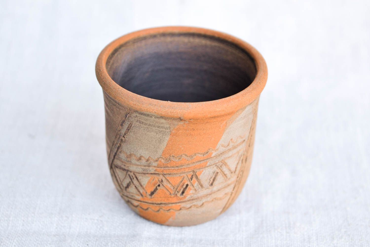 Becher aus Ton handmade Keramik Geschirr Küchen Deko 150 ml öko rein bemalt foto 4