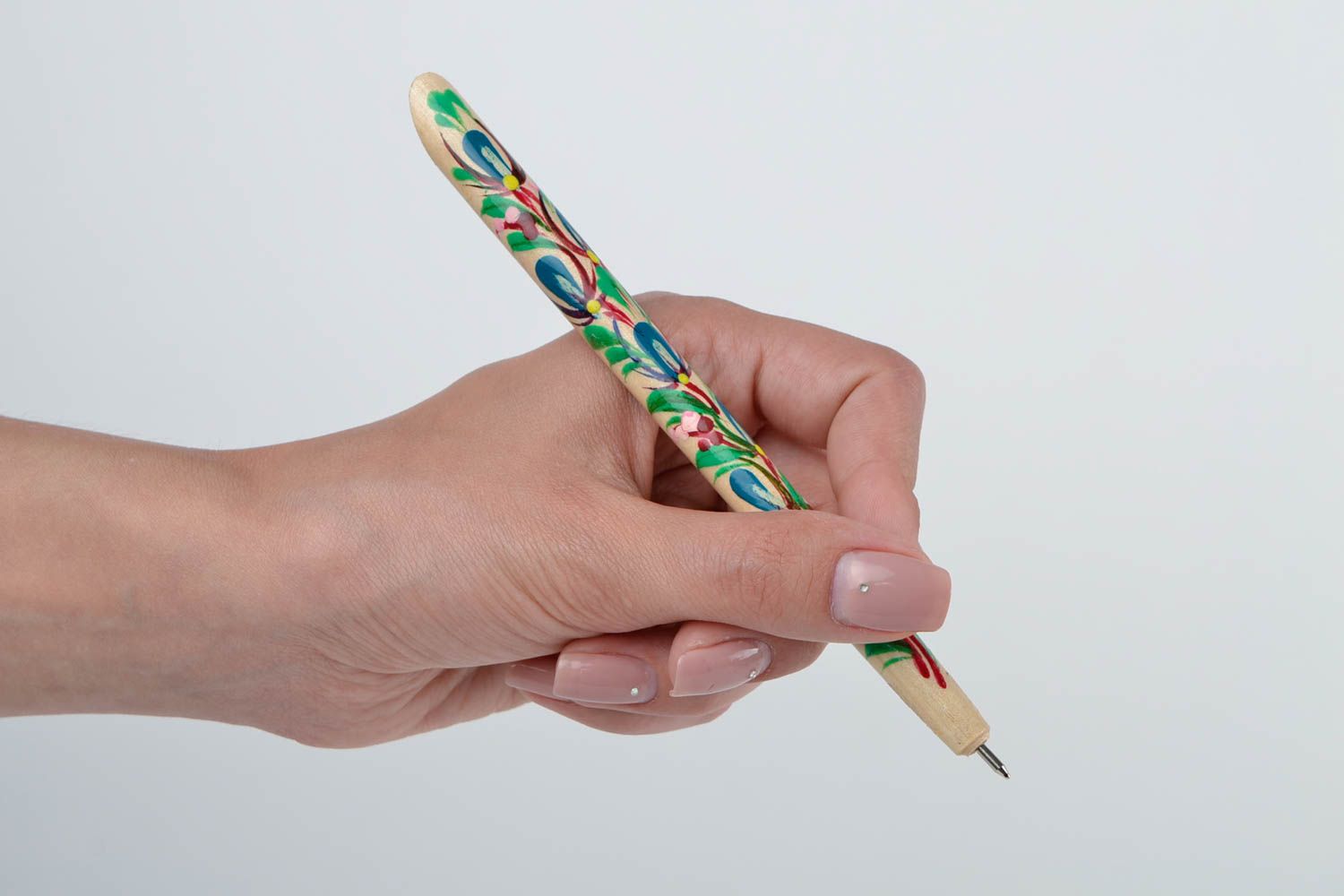 Handmade Kugelschreiber Holz Geschenk Idee Accessoire aus Holz bemalt originell foto 2