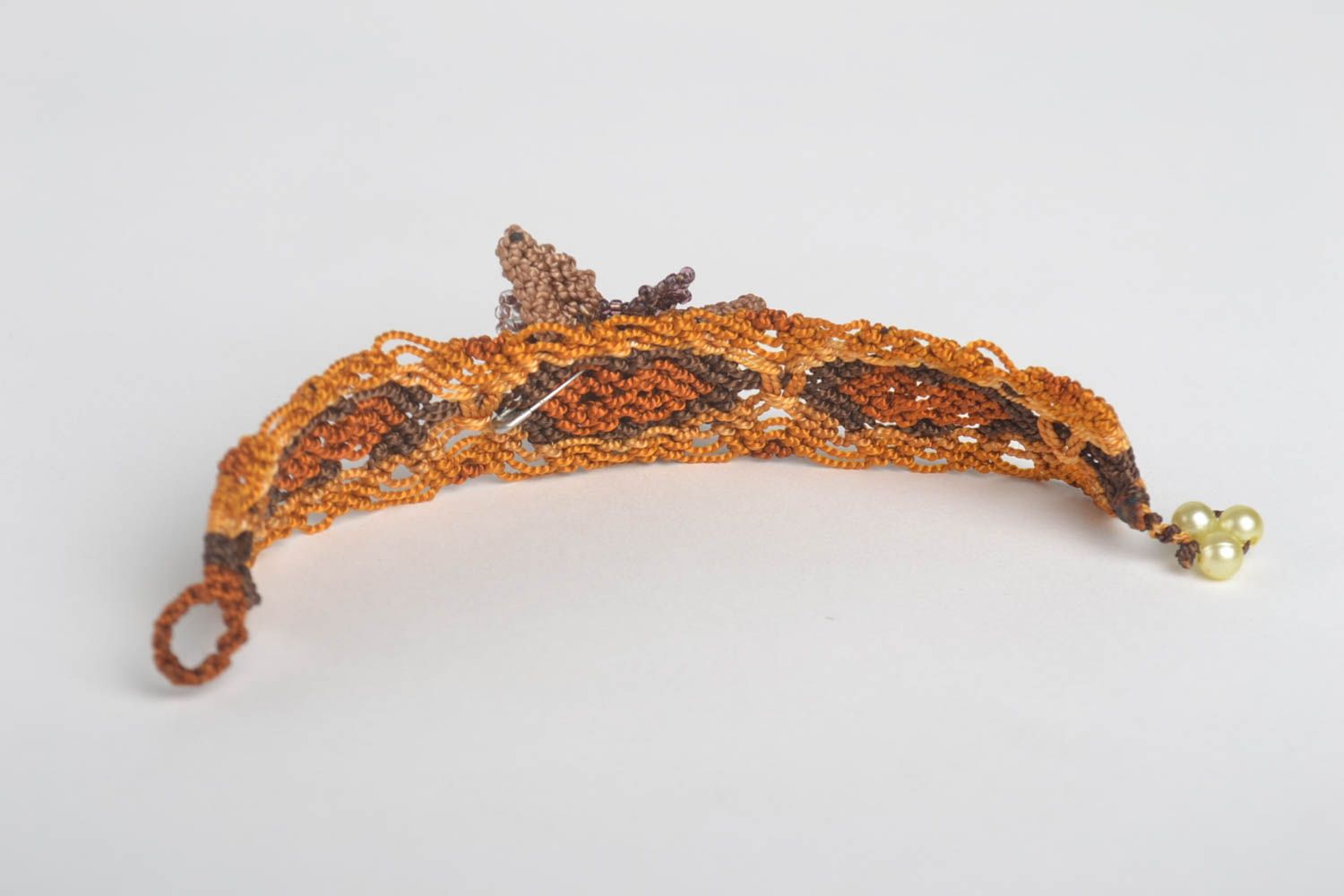 Handmade Armband aus Stoff Damen Armband mit Brosche schönes Designer Accessoire foto 2