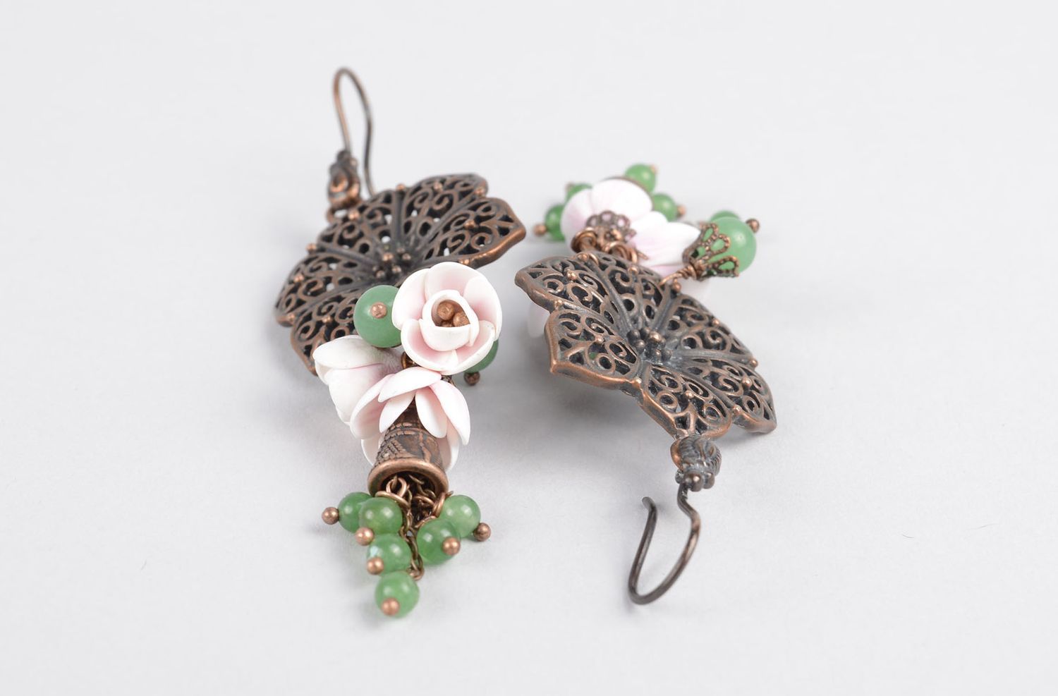 Damen Ohrringe handmade Designer Schmuck Accessoires für Frauen groß mit Blumen foto 5