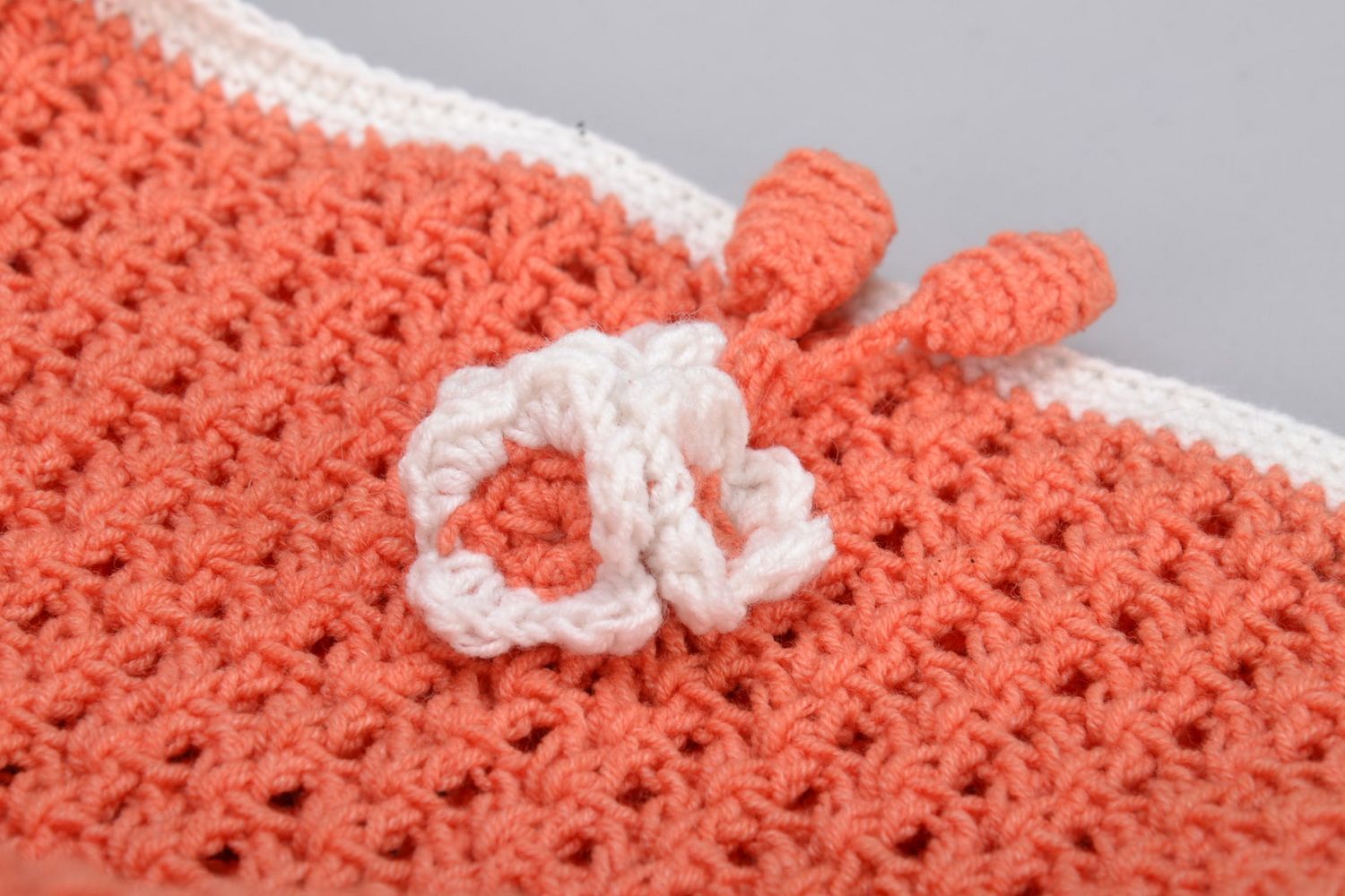 Bonnet tricoté couleur de pêche pour fille photo 3