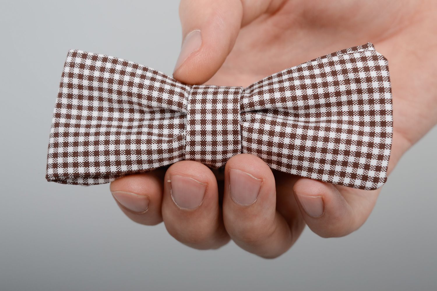 Checkered fabric bow tie photo 3
