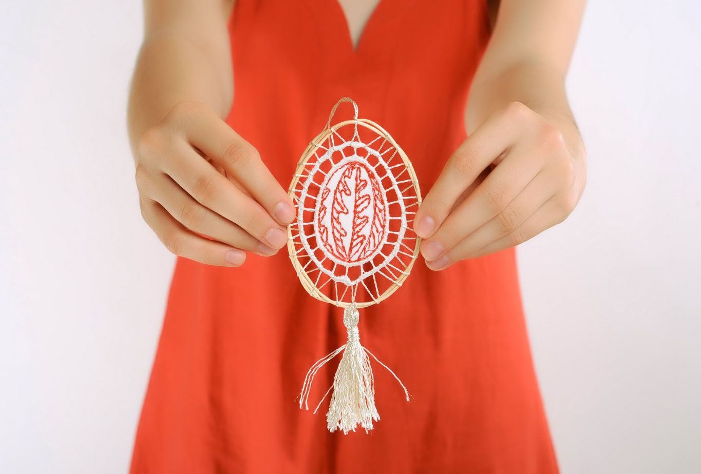 Decorative pendant with embroidery Krashenka Ukrainian Easter egg photo 3