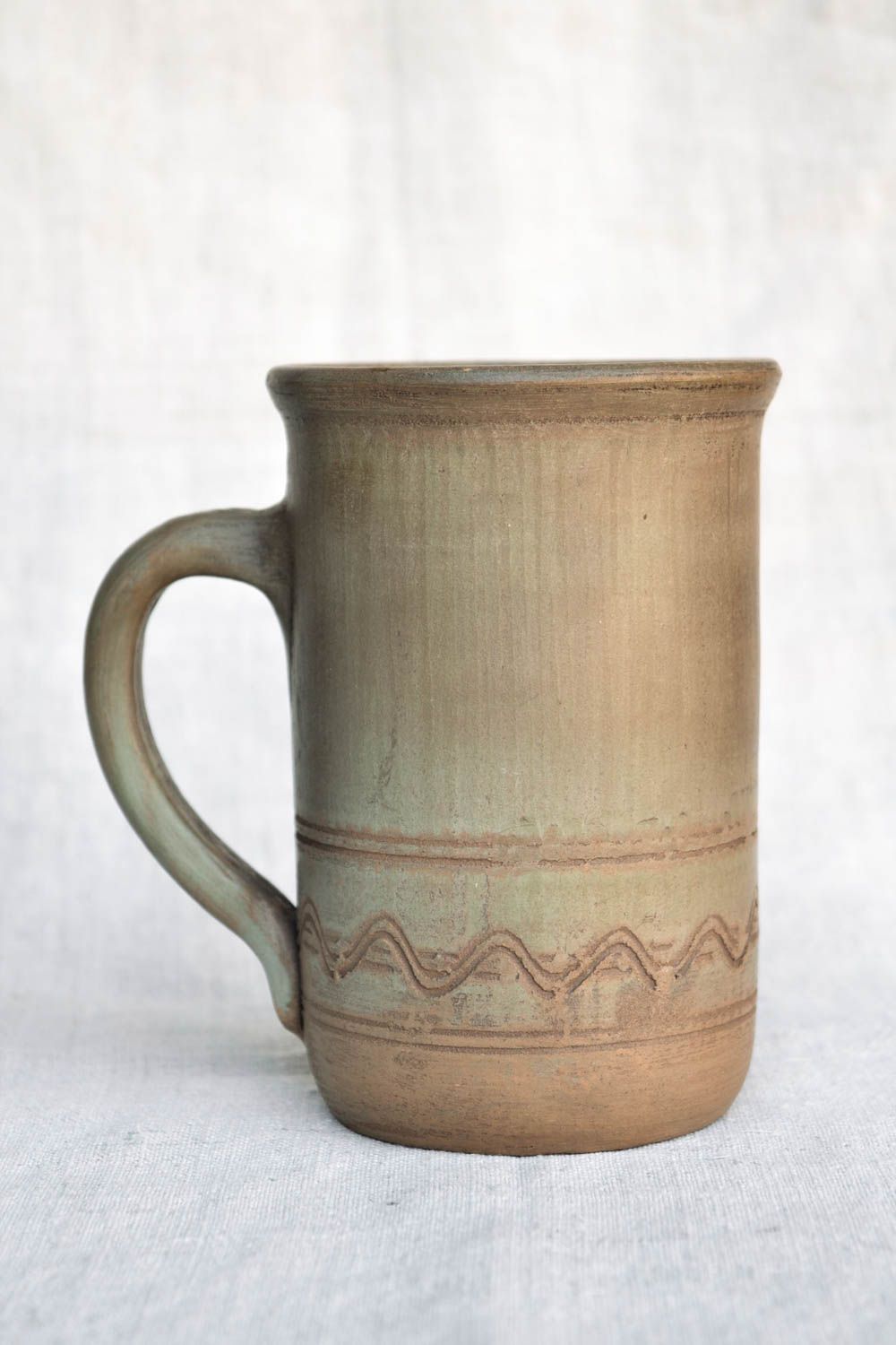 Глиняная чашка ручной работы чайная чашка посуда для чая с росписью 400 мл фото 3