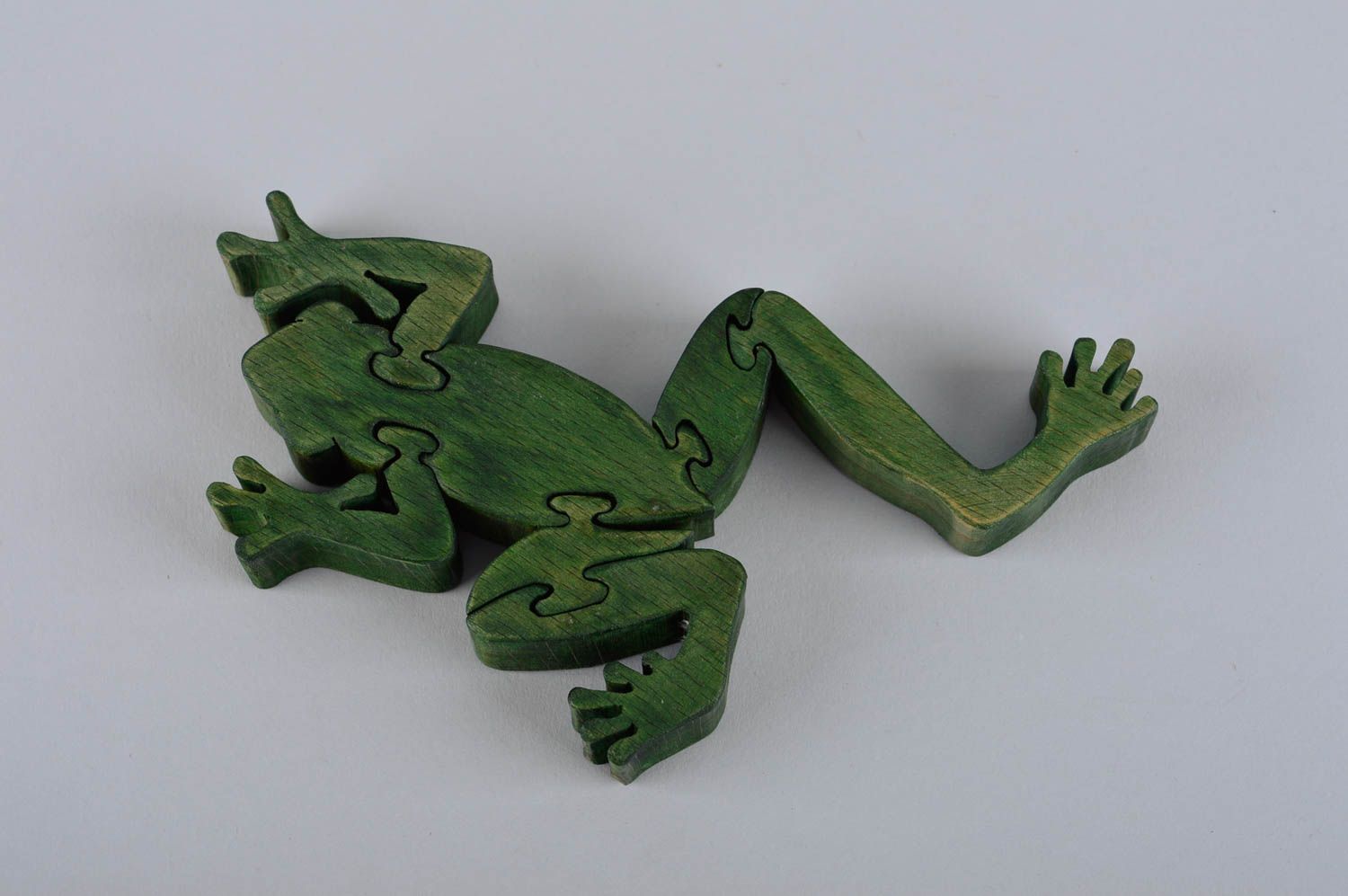 Puzzle 3D en bois fait main Jouet d'éveil écolo grenouille Cadeau bébé photo 4