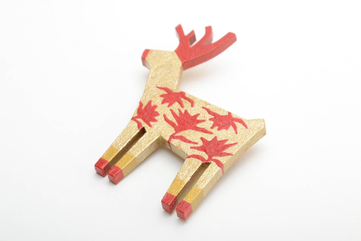 Bright brooch deer made of plywood handmade painted jewelry with acrylics photo 4