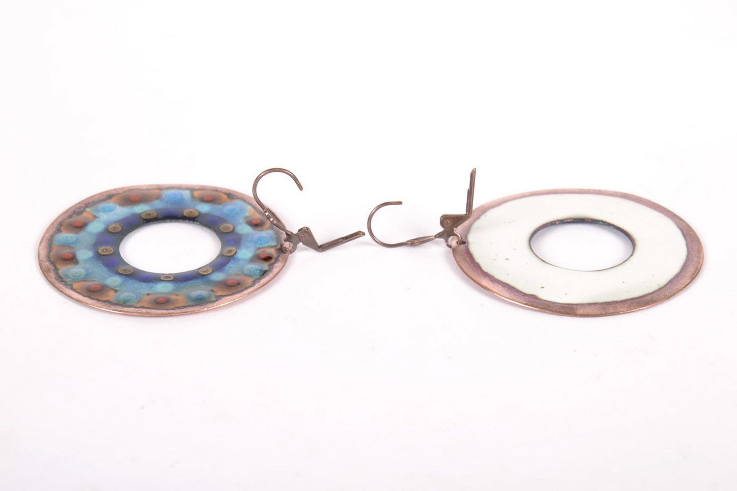 Copper earrings with hot enamel photo 2