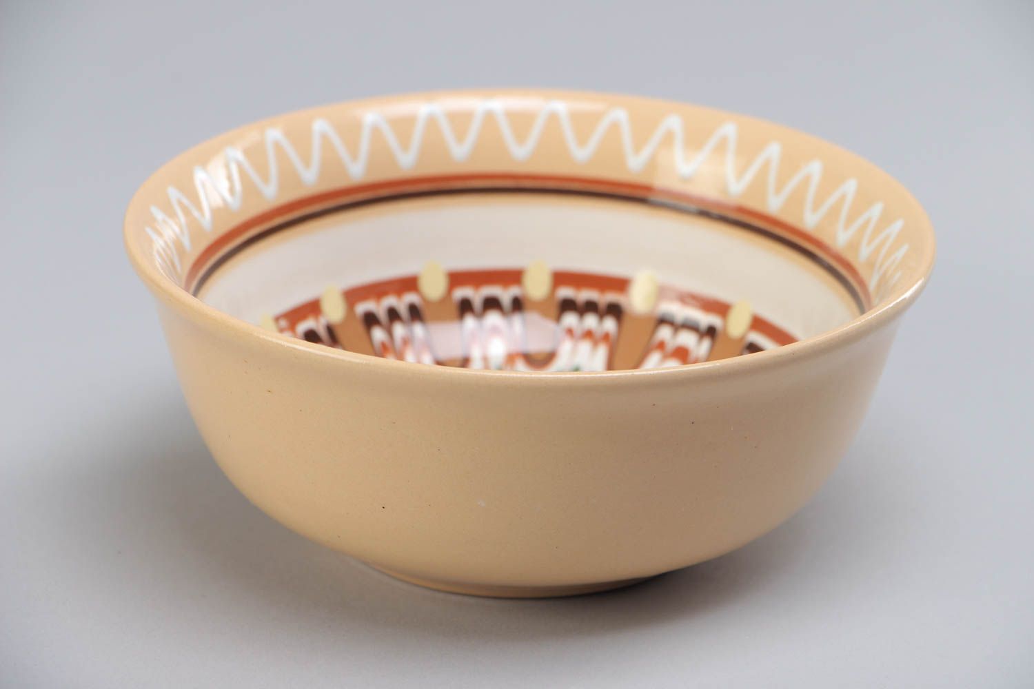 Handmade ceramic deep bowl painted with glaze 350 ml photo 2