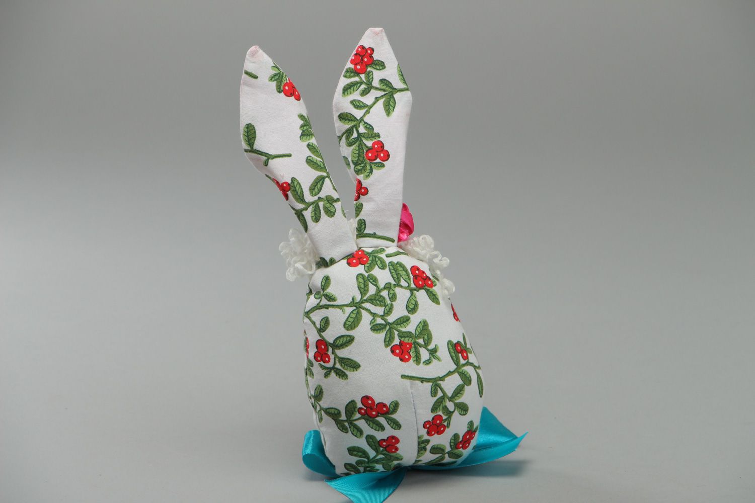 Handmade soft toy sewn of coarse calico fabric Easter Rabbit interior decoration photo 3