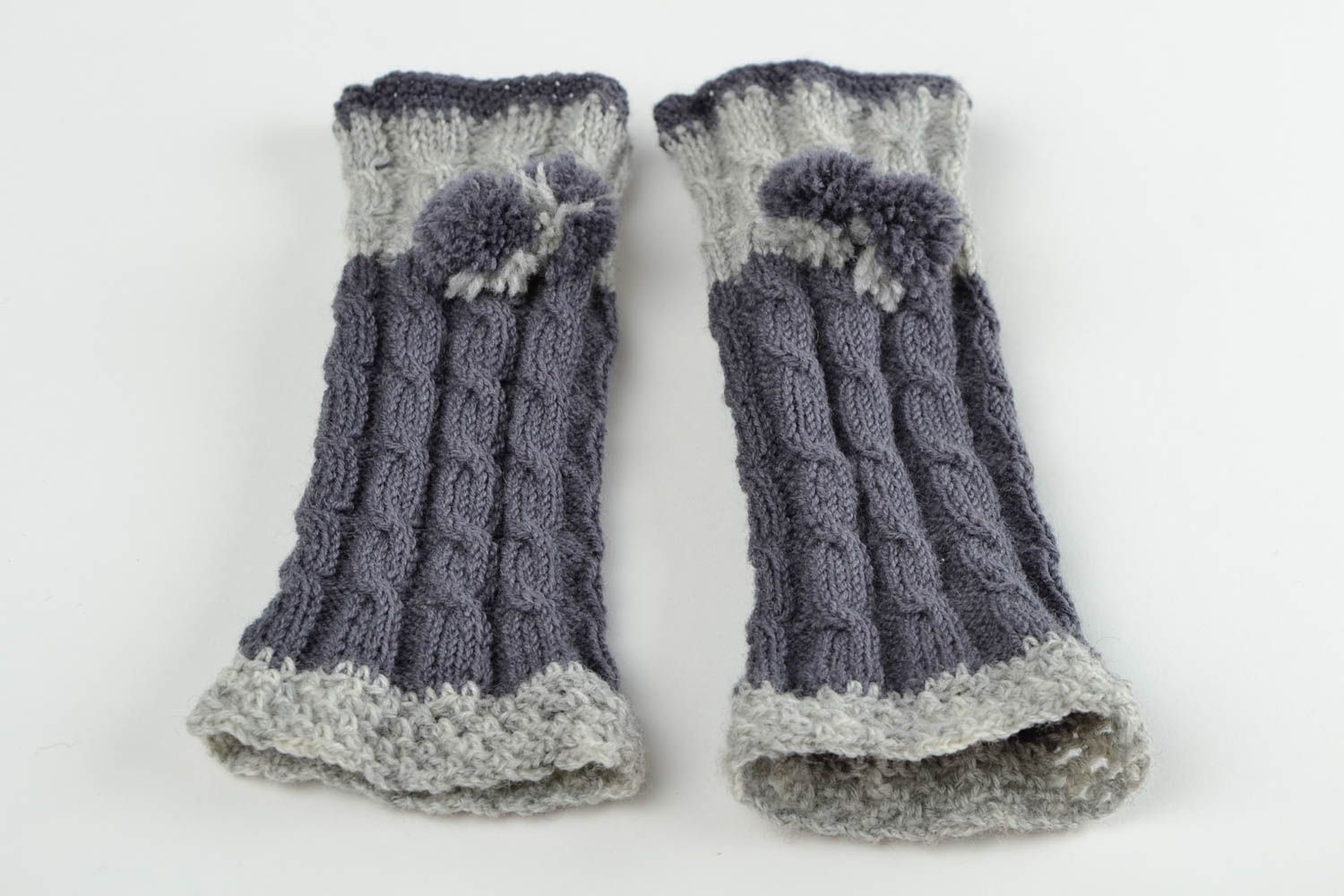 Mitaines tricot faites main Gants mitaines Accessoire femme crochet laine photo 4
