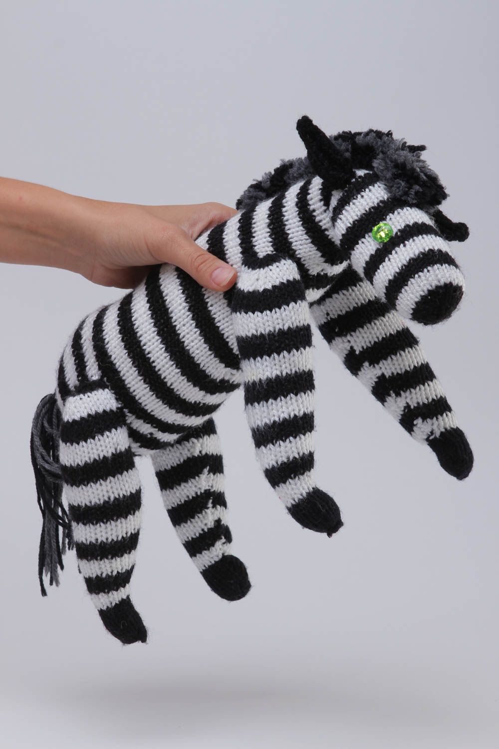 Handmade Strick Kuscheltier Zebra Spielzeug Geschenkidee für Kinder schön foto 5
