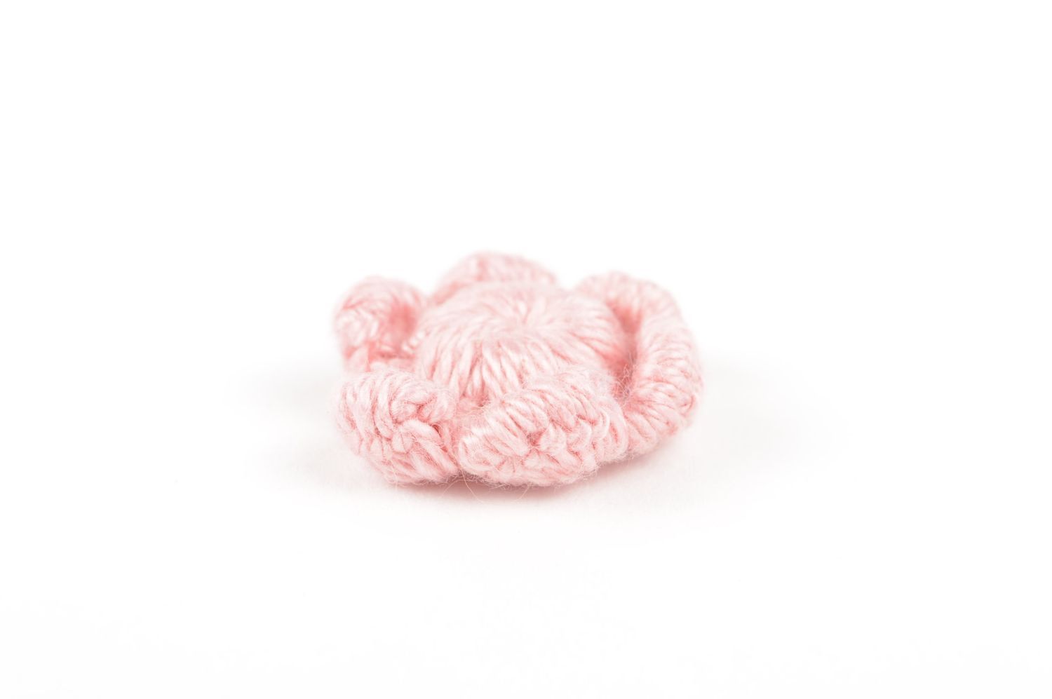 Handmade crocheted flower unusual pink brooch stylish designer fittings photo 4