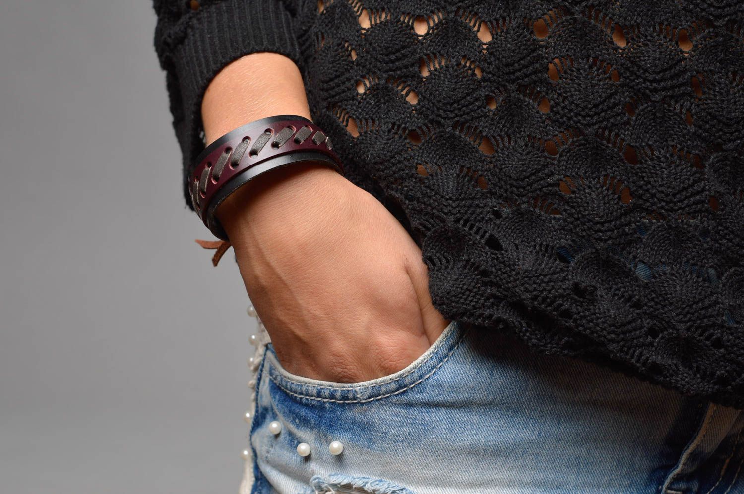 Designer bracelet handmade accessories made of genuine leather handmade jewelry  photo 5