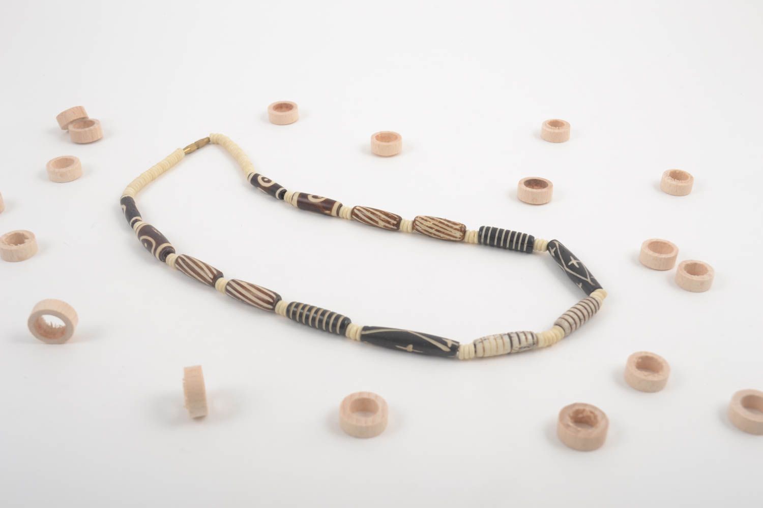 Handmade beaded necklace bone necklace bone jewelry unusual accessories photo 1