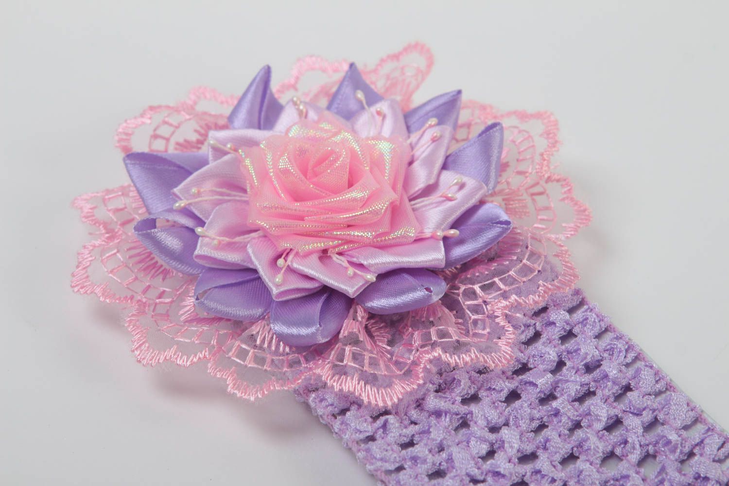 Handmade headband flower hairband unusual gift for girl hair accessories photo 3