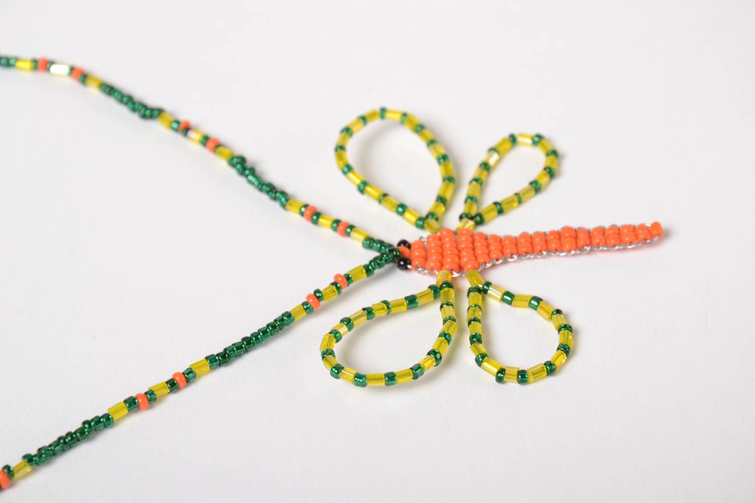 Unusual pendant made of beads handmade accessories designer present for children photo 5