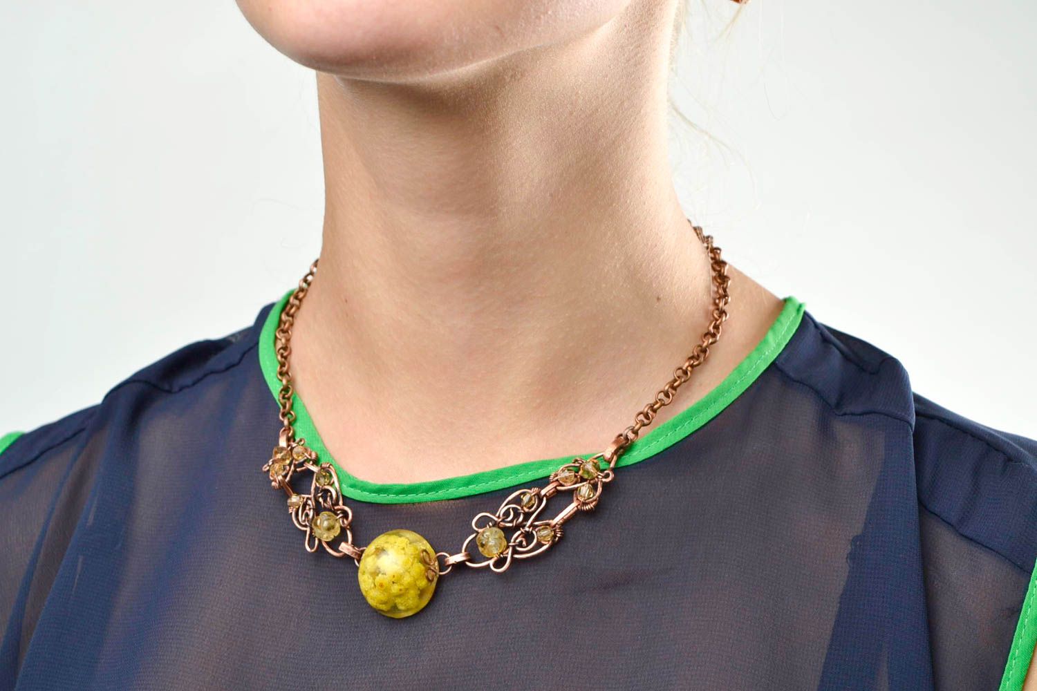 Unusual handmade wire wrap necklace beautiful jewellery metal necklace design photo 2