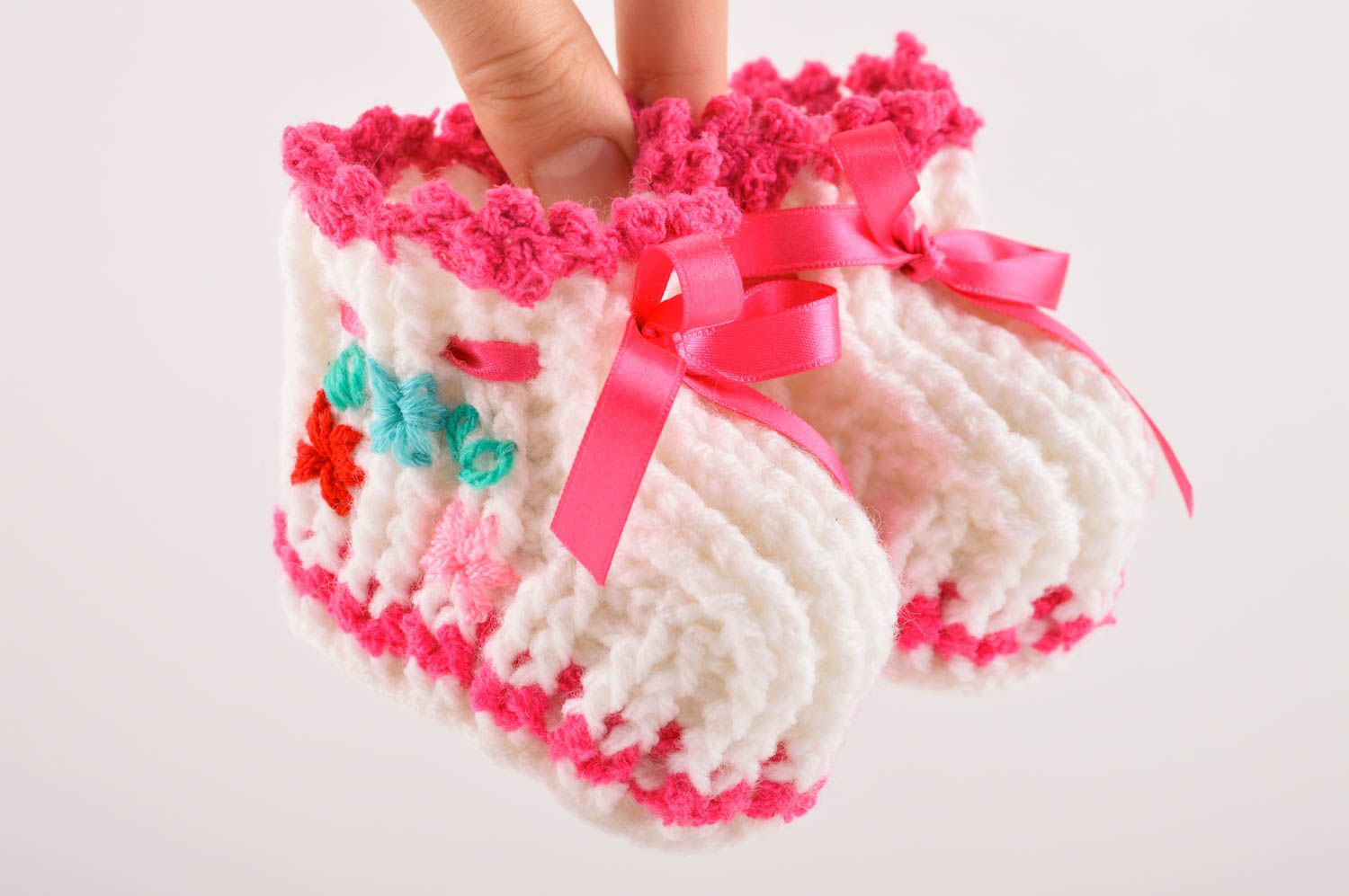 Handmade rosa Schuhe für Neugeborene schöne Babyschuhe Geschenk für Babys foto 5