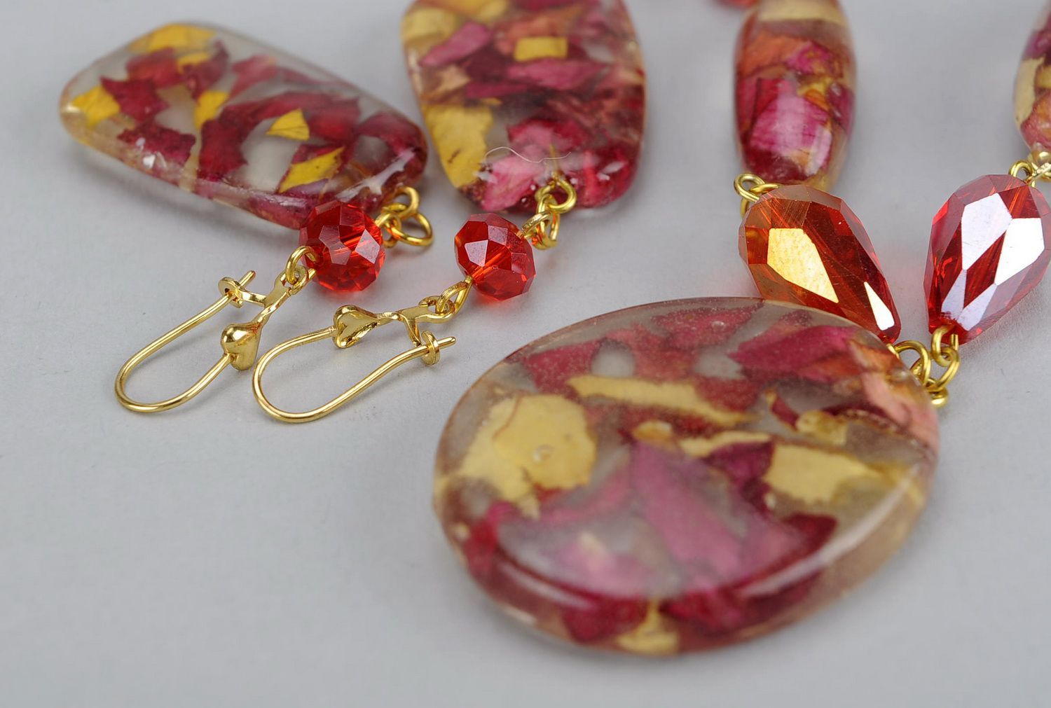 Set de joyas: pendientes colgante Viento rosado foto 1
