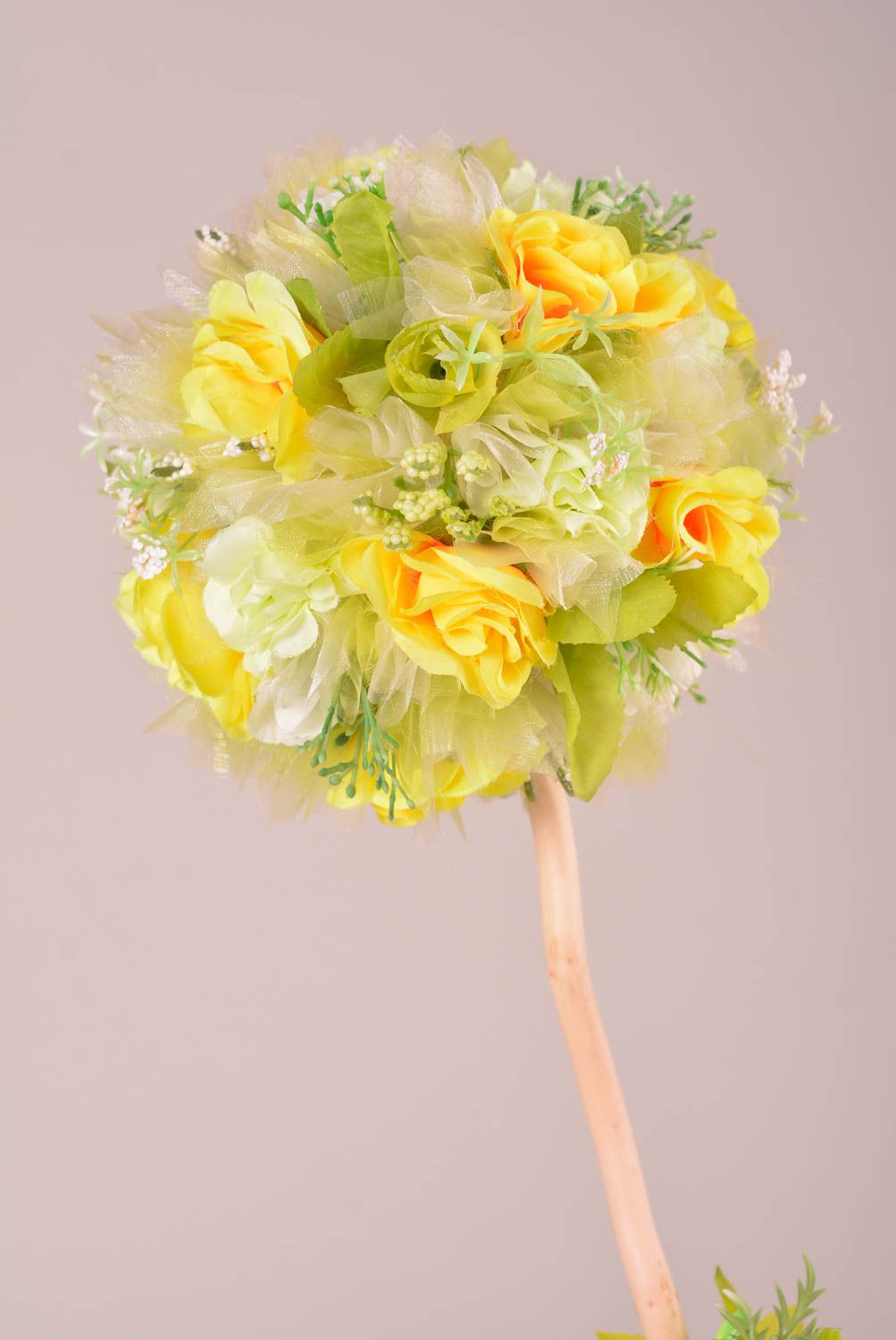 Topiaire artificiel Arbre du bonheur fait main avec fleurs Décoration maison photo 3