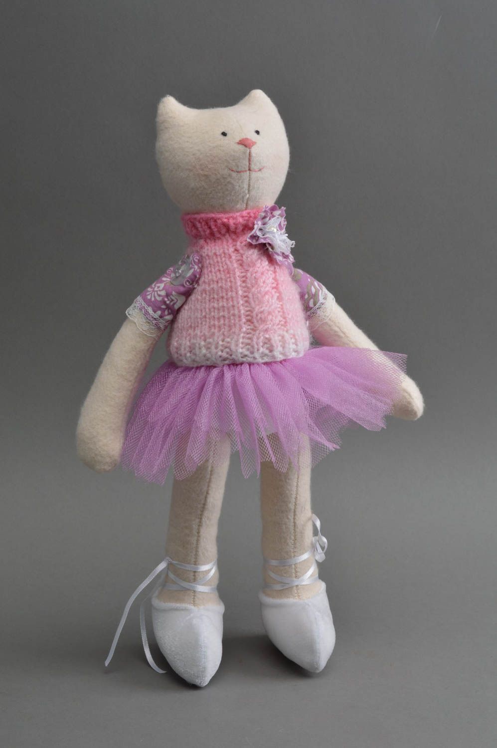 Peluche chat Jouet pour enfant fait main Décoration chambre doux en coton photo 2