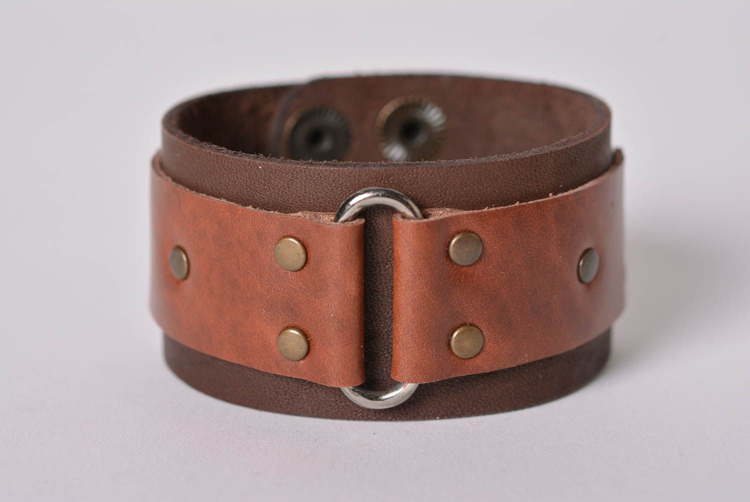 Wide leather bracelet handmade decoration leather unique gift handmade products photo 1