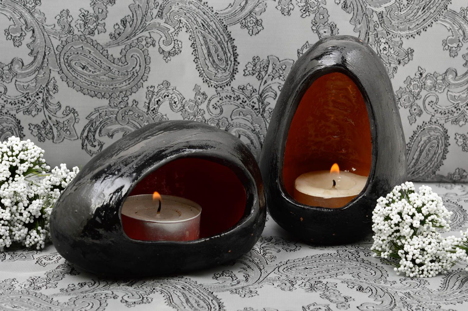 Handmade Teelichthalter aus Ton Designer Kerzenhalter Designer Kerzenständer Set foto 1