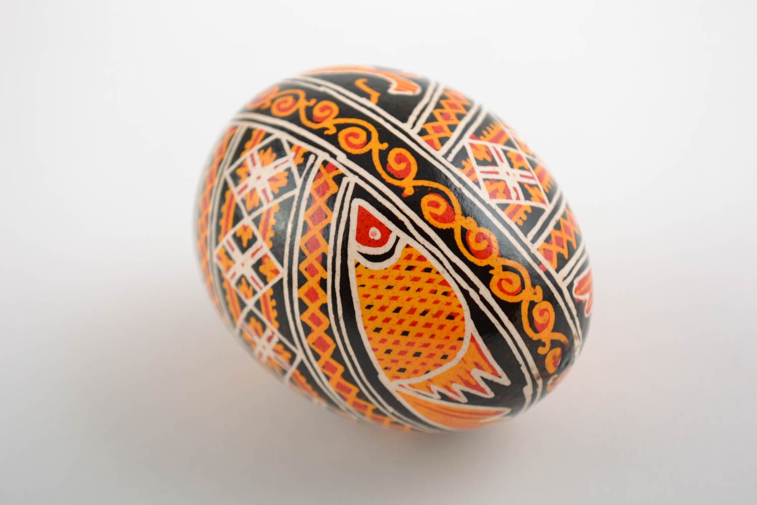 Easter egg painted with acrylic dyes handmade chicken egg with fish pattern photo 3
