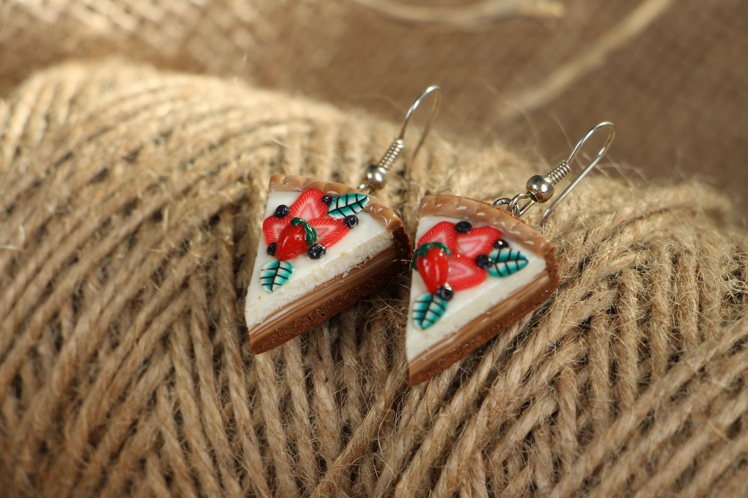 Earrings made of polymer clay Cakes photo 3