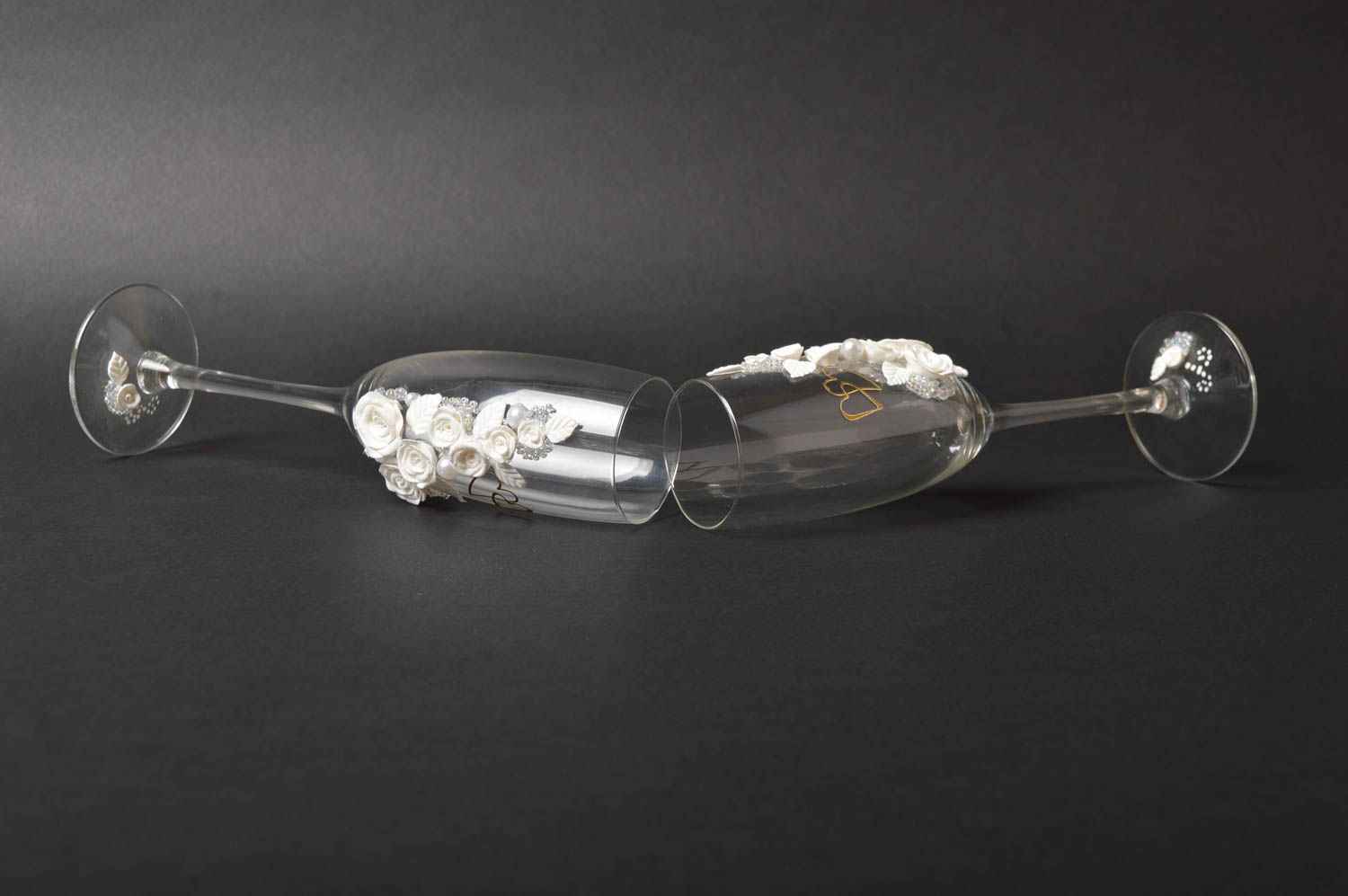 Copas de cristal decoradas hechas a mano accesorios de boda decoración de mesa foto 4