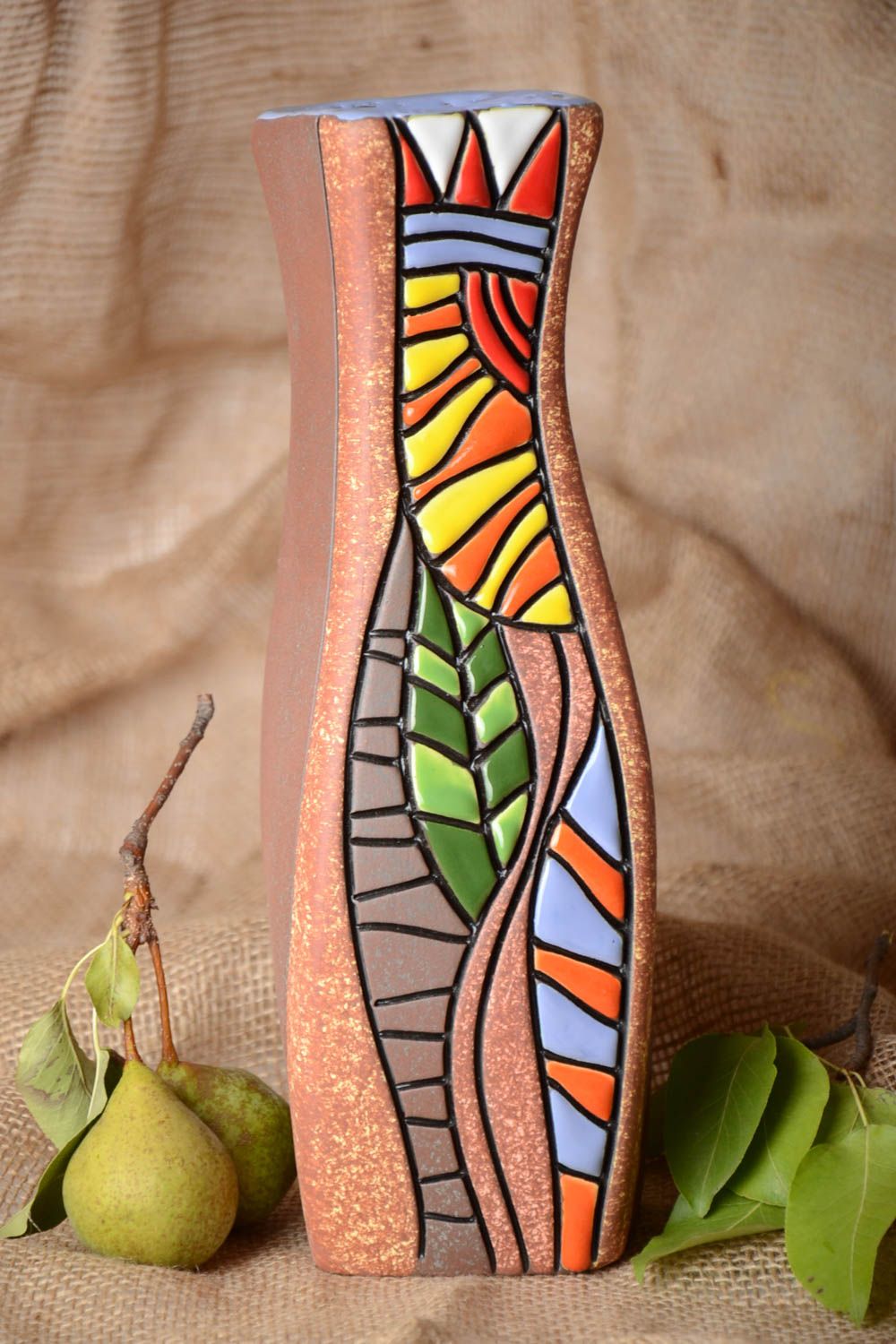 Сувенир ручной работы керамическая ваза для цветов декор интерьера цветок Майя фото 1