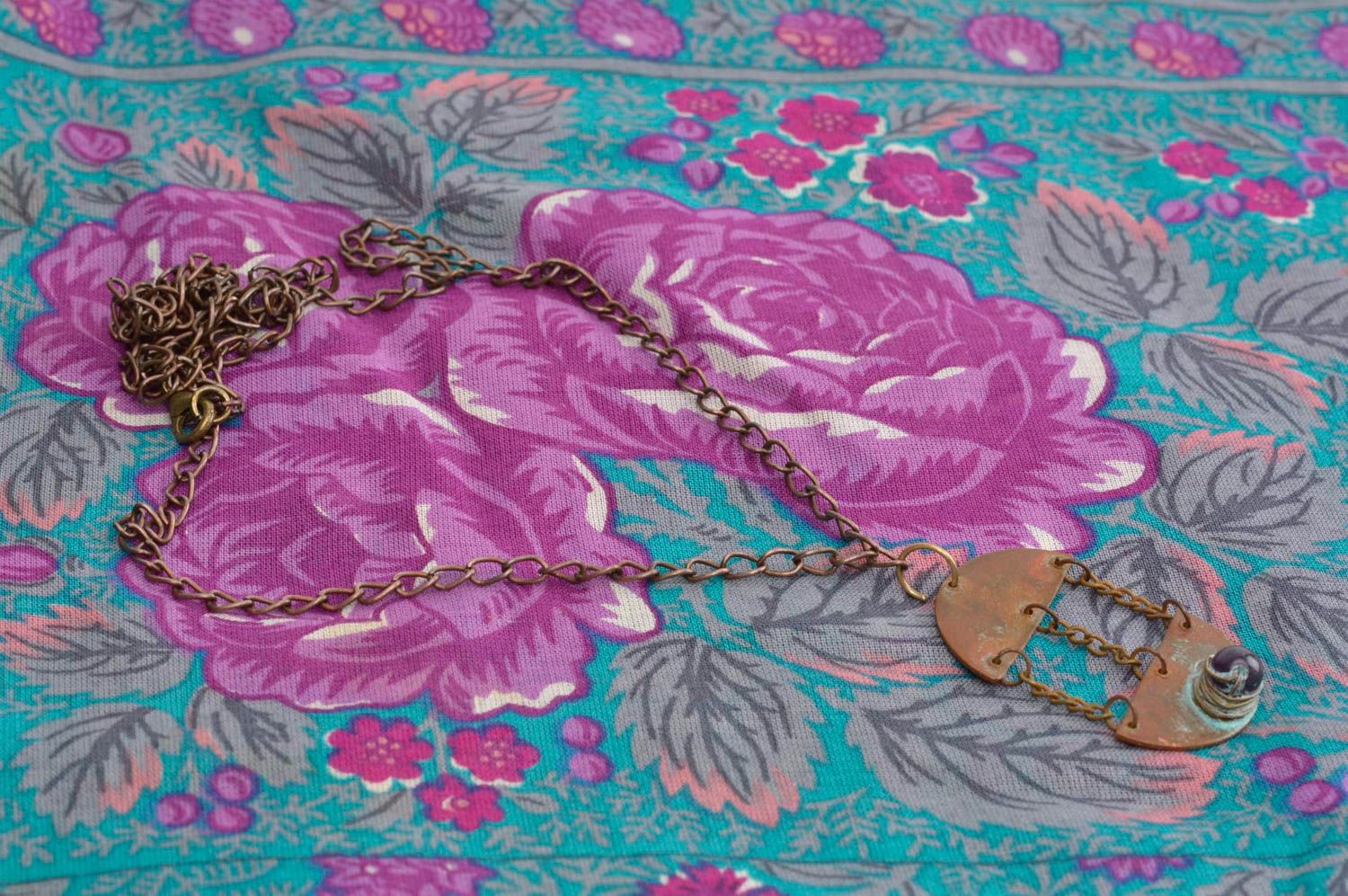 Украшение ручной работы украшение из меди женский кулон медный аметистовый фото 2