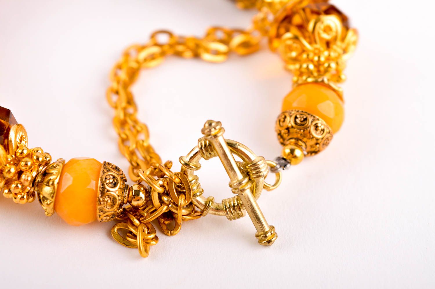 Handmade brass bracelet beaded bracelet for girls brass jewelry metal accessory photo 3