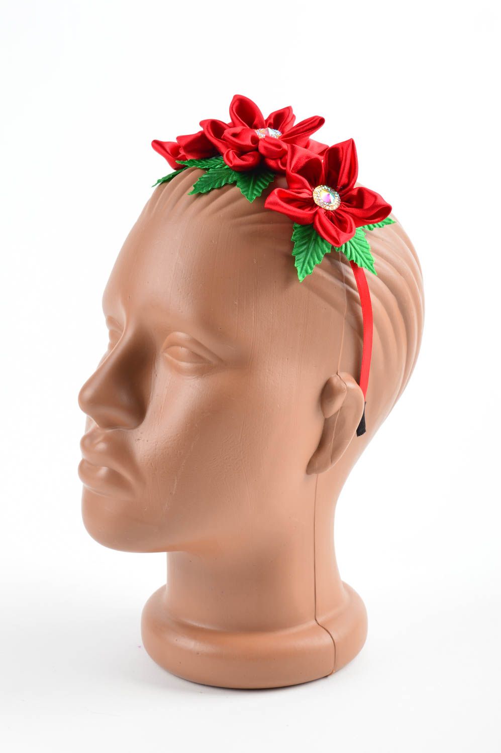 Serre-tête fleurs fait main Accessoire cheveux rouge Cadeau pour femme photo 4