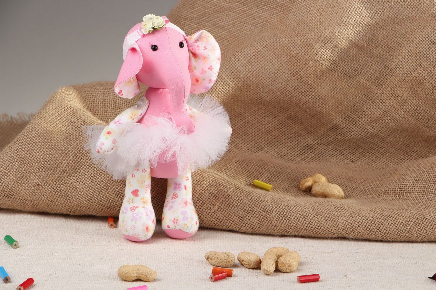 Toy made from cotton and gabardine Elephant photo 1