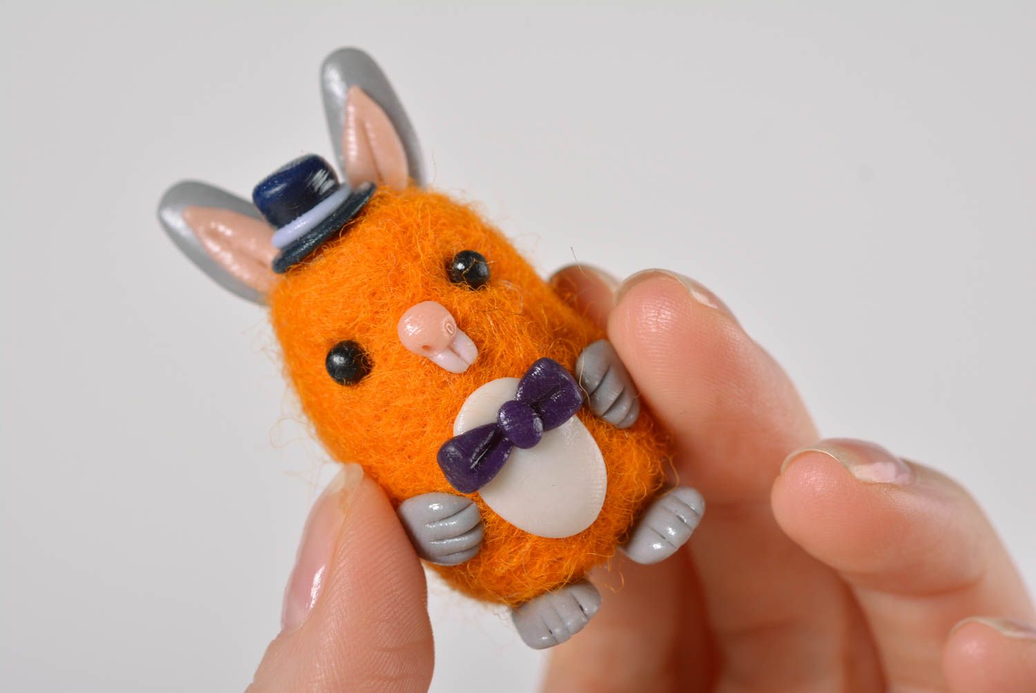 Handmade plastic figurine unusual rabbit toy cute statuette home decor photo 4