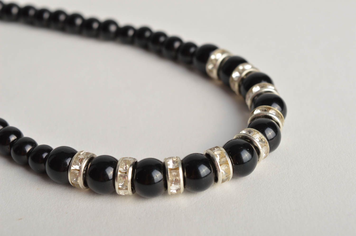 Handmade designer trendy necklace black beaded necklace elegant jewelry photo 3