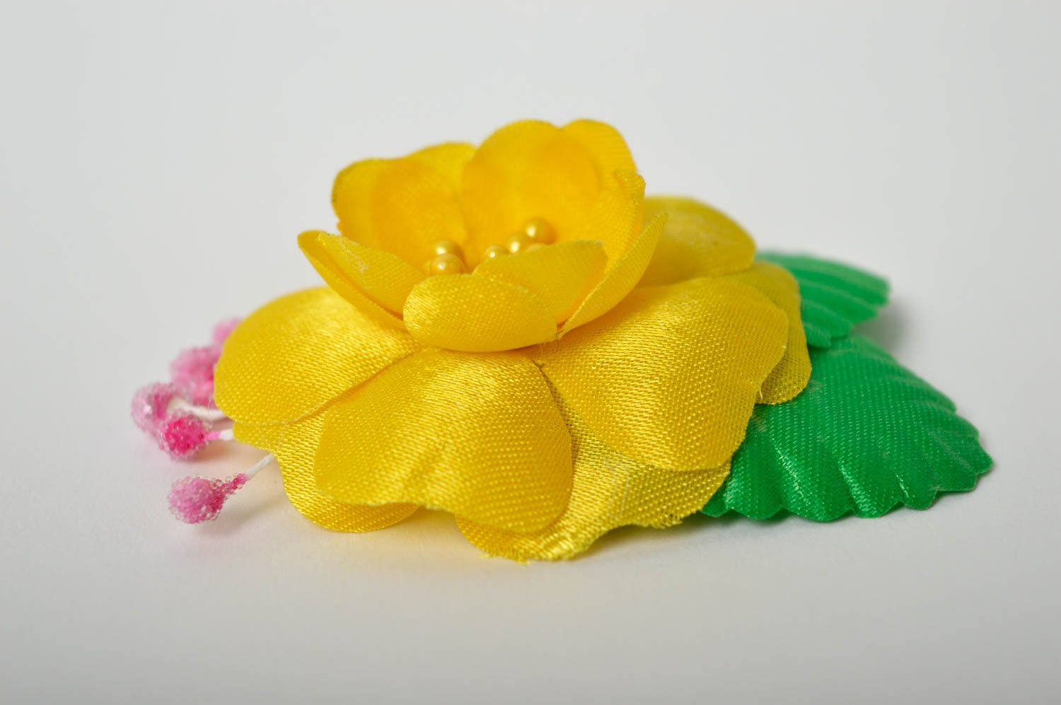 Pinza de pelo artesanal con flor amarilla accesorio para niña regalo original  foto 2