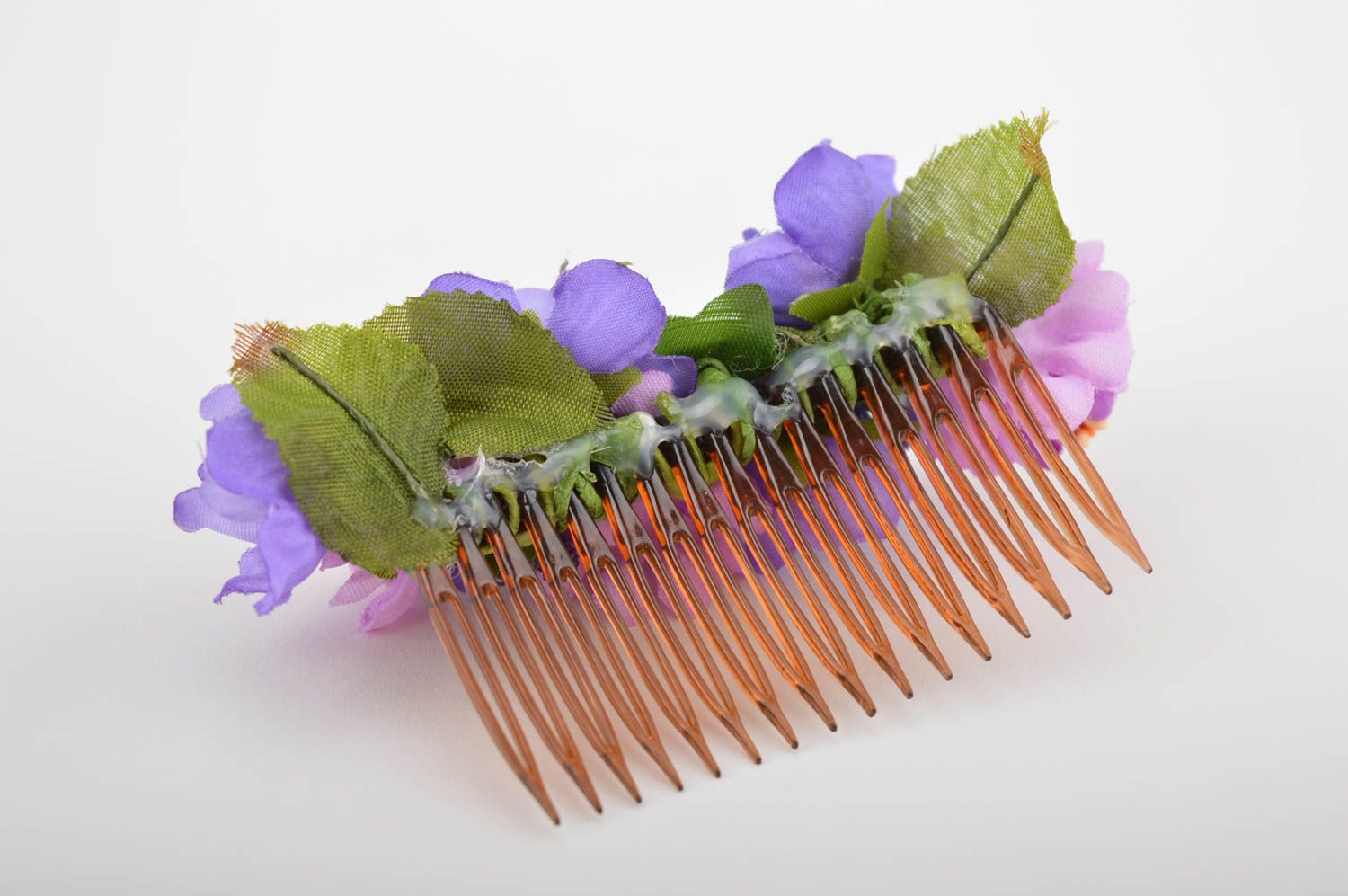 Peigne cheveux fait main Accessoire cheveux plastique fleurs Cadeau femme photo 4