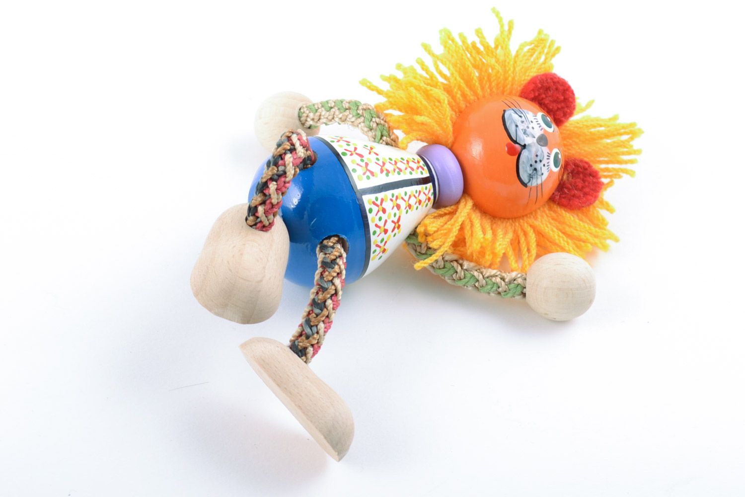 Designer small beech wood eco toy painted with natural dyes lion in ethnic suit photo 5