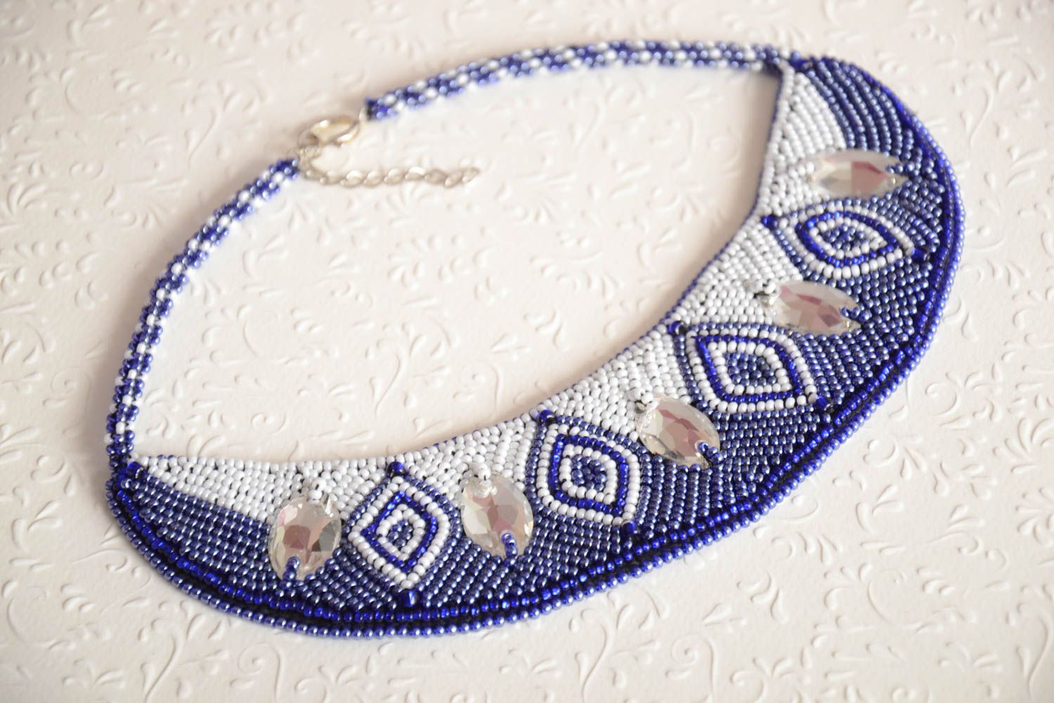 Unusual beautiful necklace stylish beaded accessory cute handmade necklace photo 1