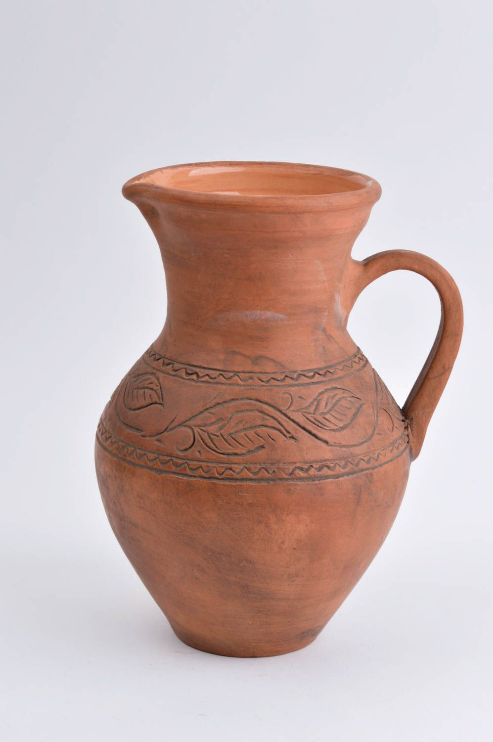 Italian style clay glazed milk 55 oz pitcher water jug for kitchen décor 9, 2,36 lb photo 2