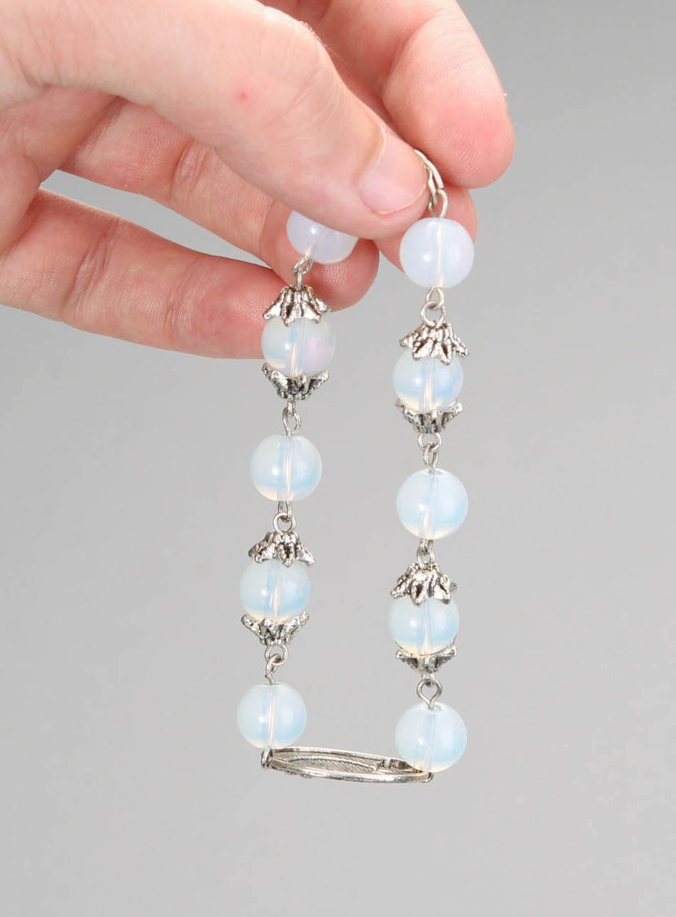 Bracelet en opale bleu fait main 
 photo 3